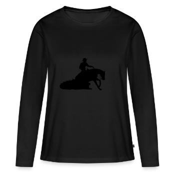 Sliding Stop Western Riding - Frauen Premium Bio Langarmshirt - Schwarz - Vorne - Julia (174cm)