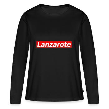 LANZAROTE - Frauen Premium Bio Langarmshirt - Schwarz - Vorne - Julia (174cm)