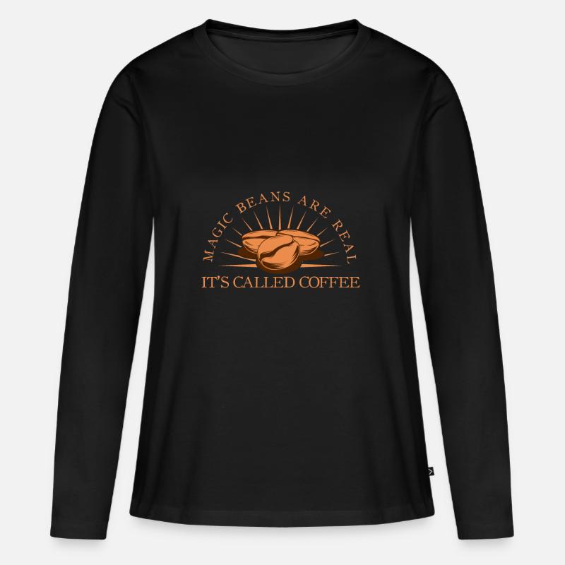 Magic Beans Coffee - Frauen Premium Bio Langarmshirt - Schwarz