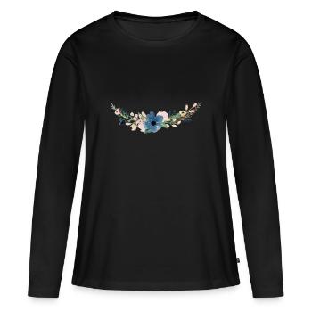 Aquarellblumen / Watercolor Flowers - Frauen Premium Bio Langarmshirt - Schwarz - Vorne - Julia (174cm)