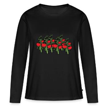 Des tomates sur l’arbuste. Idée de cadeau - T-shirt manches longues Premium bio Femme - noir - Devant - Julia (174cm)