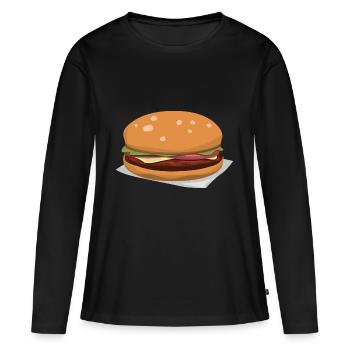 Leckerer Hamburger - Frauen Premium Bio Langarmshirt - Schwarz - Vorne - Julia (174cm)