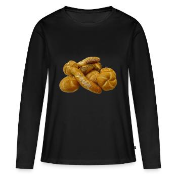 brot broetchen crossaint baecker baguette bread bu - Frauen Premium Bio Langarmshirt - Schwarz - Vorne - Julia (174cm)