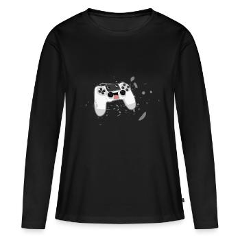 manette de jeu manette de jeu - T-shirt manches longues Premium bio Femme - noir - Devant - Julia (174cm)