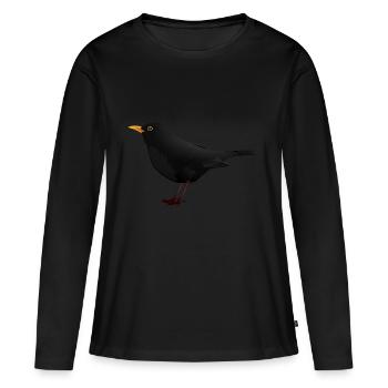 Amsel Drossel Star Vogel Geschenk Geschenkidee - Frauen Premium Bio Langarmshirt - Schwarz - Vorne - Julia (174cm)