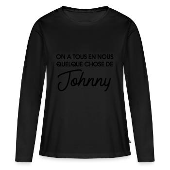 On a tous en nous quelque chose de Johnny - T-shirt manches longues Premium bio Femme - noir - Devant - Julia (174cm)