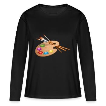 maler painter pinsel paint farbe artist color colo - Frauen Premium Bio Langarmshirt - Schwarz - Vorne - Julia (174cm)