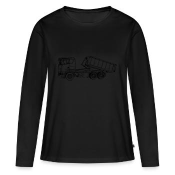 Absetzkipper LKW Container Kipper Absetzer - Frauen Premium Bio Langarmshirt - Schwarz - Vorne - Julia (174cm)