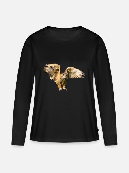 owl eule uhu kautz kaeutzchen animals - Frauen Premium Bio Langarmshirt - Schwarz