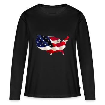 États-Unis - T-shirt manches longues Premium bio Femme - noir - Devant - Julia (174cm)