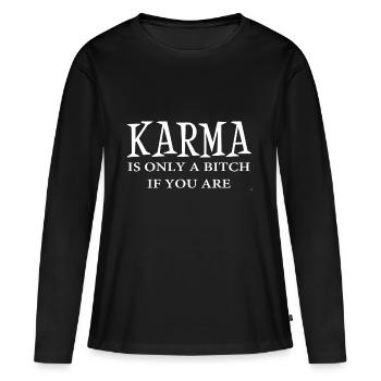 KARMA - T-shirt manches longues Premium bio Femme - noir - Devant - Julia (174cm)