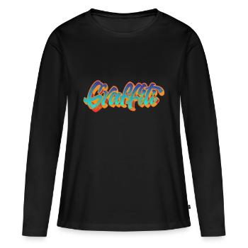 Inscription graffiti - T-shirt manches longues Premium bio Femme - noir - Devant - Julia (174cm)