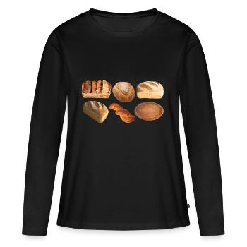 brot broetchen crossaint baecker baguette bread bu - Frauen Premium Bio Langarmshirt - Schwarz - Vorne - Julia (174cm)