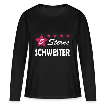 5 Sterne Schwester Geschenk Idee beste Schwester - Frauen Premium Bio Langarmshirt - Schwarz - Vorne - Julia (174cm)