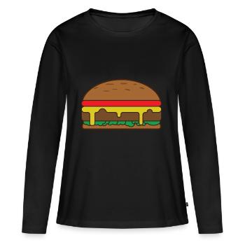 hamburger - T-shirt manches longues Premium bio Femme - noir - Devant - Julia (174cm)