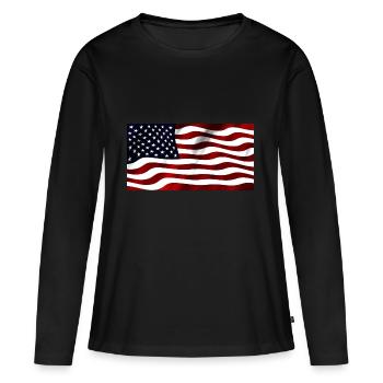 drapeau américain - T-shirt manches longues Premium bio Femme - noir - Devant - Julia (174cm)