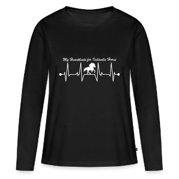 Islandpferd Tölt Tölter Herzschlag - Frauen Premium Bio Langarmshirt - Schwarz - Vorne - Julia (174cm)