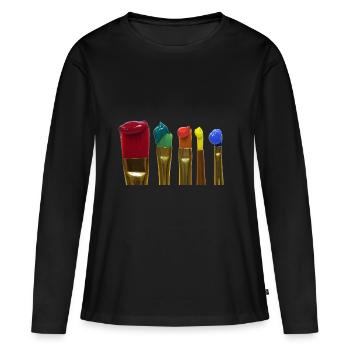 brosse - T-shirt manches longues Premium bio Femme - noir - Devant - Julia (174cm)