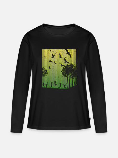 Illusion, Strichcode - Frauen Premium Bio Langarmshirt - Schwarz