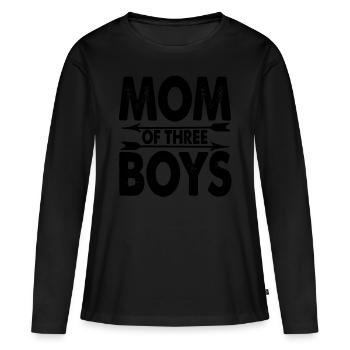 Mutter 3 Soehne - Frauen Premium Bio Langarmshirt - Schwarz - Vorne - Julia (174cm)