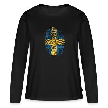 Schweden - Frauen Premium Bio Langarmshirt - Schwarz - Vorne - Julia (174cm)
