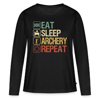 Archer - T-shirt manches longues Premium bio Femme - noir - Devant - Julia (174cm)
