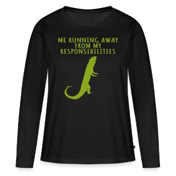 dragon barbu je cours avant ma responsabilité - T-shirt manches longues Premium bio Femme - noir - Devant - Julia (174cm)