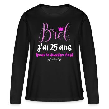 Anniversaire 50 ans idée cadeau maman - T-shirt manches longues Premium bio Femme - noir - Devant - Julia (174cm)