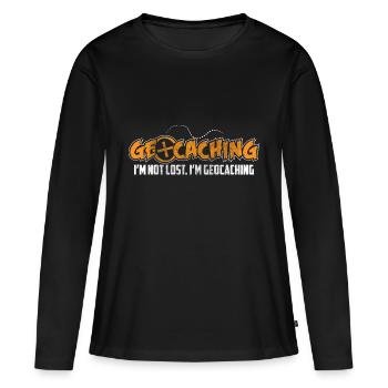 Geocache Caching Nature - Women's Premium Organic Long Sleeve Shirt - black - Front - Julia (174cm)