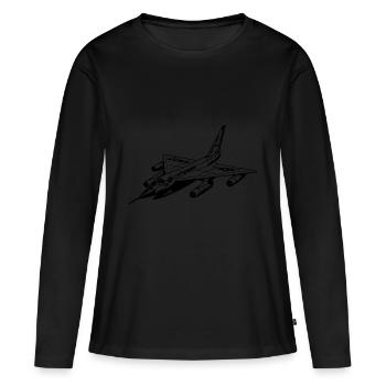 chasseur à réaction - T-shirt manches longues Premium bio Femme - noir - Devant - Julia (174cm)