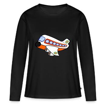airplane aeroplane flugzeug heissluftballon air ba - Frauen Premium Bio Langarmshirt - Schwarz - Vorne - Julia (174cm)