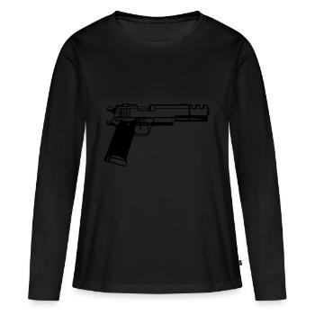 pistolet - T-shirt manches longues Premium bio Femme - noir - Devant - Julia (174cm)