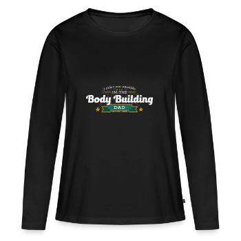 Body building papa Père chemise idée cadeau - T-shirt manches longues Premium bio Femme - noir - Devant - Julia (174cm)