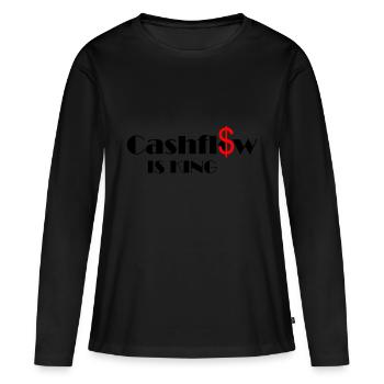 Flux de trésorerie IS KING Frugalists - RICHER LIFE RENT - T-shirt manches longues Premium bio Femme - noir - Devant - Julia (174cm)