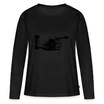 Finger zeigen - Frauen Premium Bio Langarmshirt - Schwarz - Vorne - Julia (174cm)