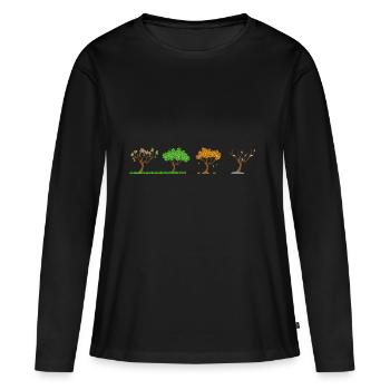 seasons Saisons Quatre saisons Arbre Nature - T-shirt manches longues Premium bio Femme - noir - Devant - Julia (174cm)