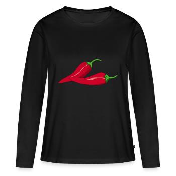 Chillischoten Chilli - Frauen Premium Bio Langarmshirt - Schwarz - Vorne - Julia (174cm)