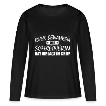 Ruhe bewahren - Schreinerin - Frauen Premium Bio Langarmshirt - Schwarz - Vorne - Julia (174cm)