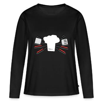 couverts vaisselle flatware silverware cutlery84 - T-shirt manches longues Premium bio Femme - noir - Devant - Julia (174cm)
