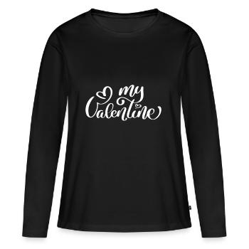 MY VALENTINE - T-shirt manches longues Premium bio Femme - noir - Devant - Julia (174cm)