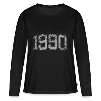 1990 vintage - Women's Premium Organic Long Sleeve Shirt - black - Front - Julia (174cm)