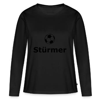 Stürmer - Fußball - Frauen Premium Bio Langarmshirt - Schwarz - Vorne - Julia (174cm)