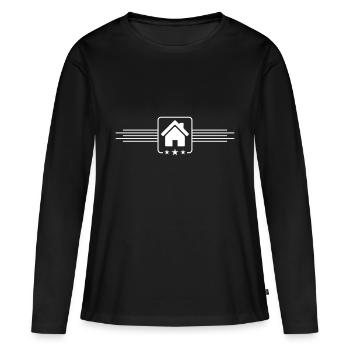 house icon symbol line - Women's Premium Organic Long Sleeve Shirt - black - Front - Julia (174cm)