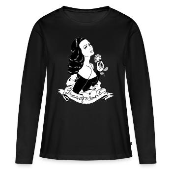 D. Avec un coeur (blanc / gris) - T-shirt manches longues Premium bio Femme - noir - Devant - Julia (174cm)