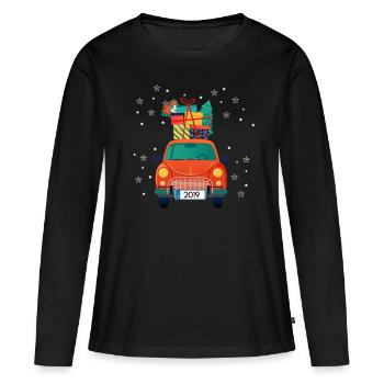 Voiture de Noël avec plaque d'immatriculation 2019 - T-shirt manches longues Premium bio Femme - noir - Devant - Julia (174cm)