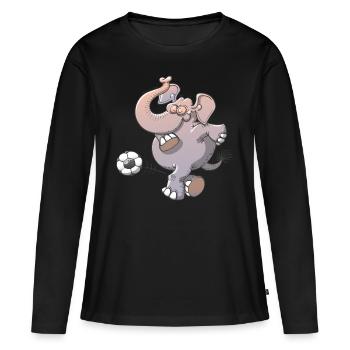 Elephant Kicking a Foot Ball - T-shirt manches longues Premium bio Femme - noir - Devant - Julia (174cm)