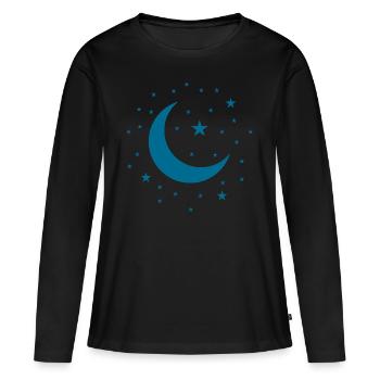 Ciel étoilé - Etoiles et lune - T-shirt manches longues Premium bio Femme - noir - Devant - Julia (174cm)