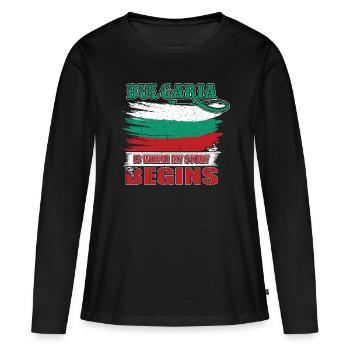 Bulgarie - T-shirt manches longues Premium bio Femme - noir - Devant - Julia (174cm)