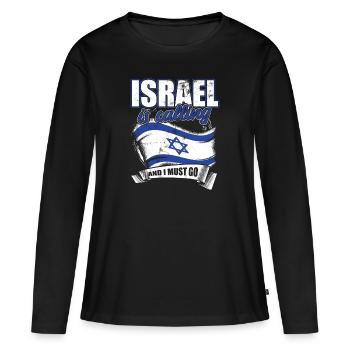 Patriotisme Israël Jérusalem - T-shirt manches longues Premium bio Femme - noir - Devant - Julia (174cm)