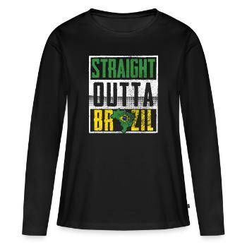 Direct from Brazil - Women's Premium Organic Long Sleeve Shirt - black - Front - Julia (174cm)